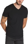 Cuts Trim Fit V-neck Cotton Blend T-shirt In Black