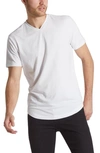 Cuts Trim Fit V-neck Cotton Blend T-shirt In White