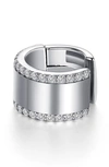 Lafonn Single Polished Pavé Simulated Diamond Ear Cuff In Silver