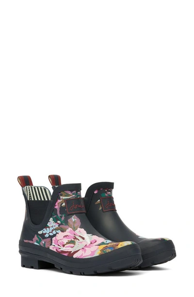 Joules Wellibob Short Rain Boot In Navy Floral