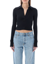 Helmut Lang Cropped Rib Knit Polo - Atterley In Black