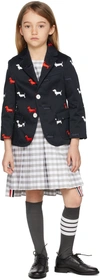 Thom Browne Kids Navy Hector Half Drop Blazer In Navy 415