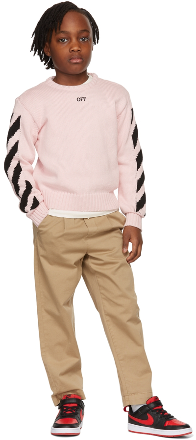 Off-white Kids Pink Stamp Sweater In Pink Black