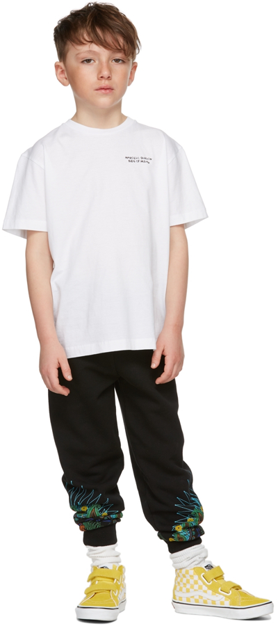 Marcelo Burlon County Of Milan Kids White Logo T-shirt In White Black