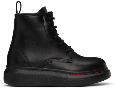 Alexander Mcqueen Lace-up Leather Ankle Boots In Black