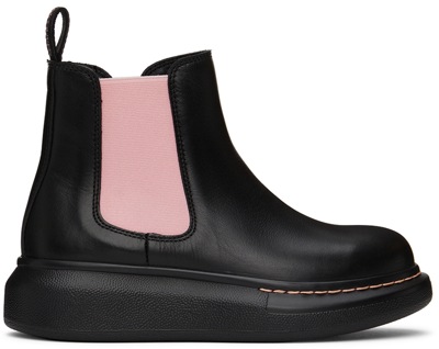 Alexander Mcqueen Kid's Bicolor Leather Chelsea Boots, Toddler/kids In Black