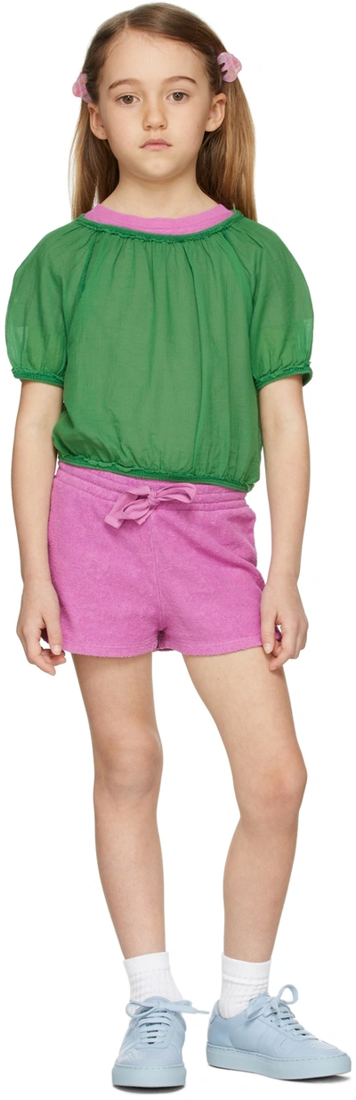 Longlivethequeen Kids Pink Terry Shorts In Mexican Rose