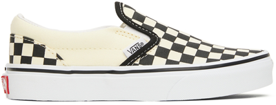 Vans Kids Black & White Checkerboard Classic Slip-on Little Kids Sneakers In Black/wht