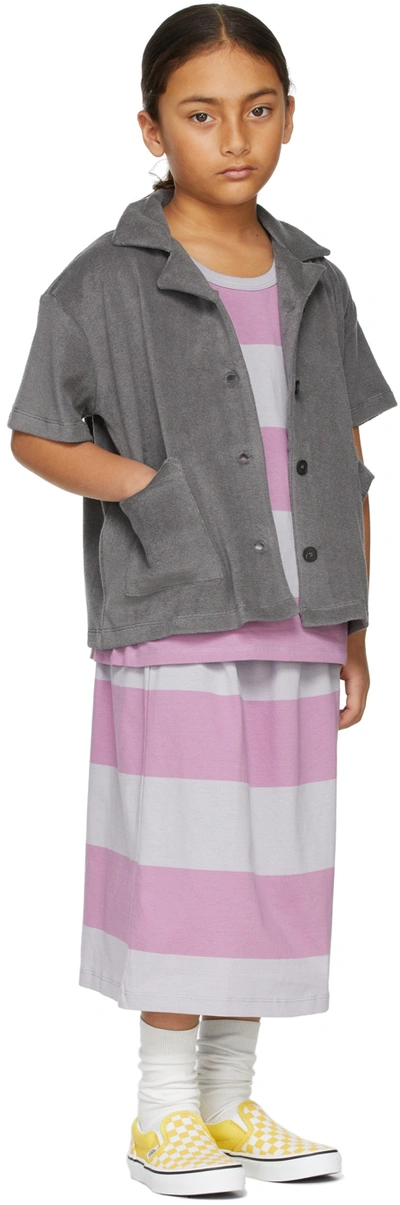 Main Story Kids Purple & Grey Stripe Midi Skirt In Ms139dapplestripe