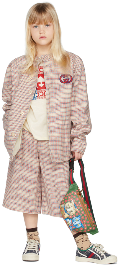 Gucci Beige Jacket For Kids With Double Gg
