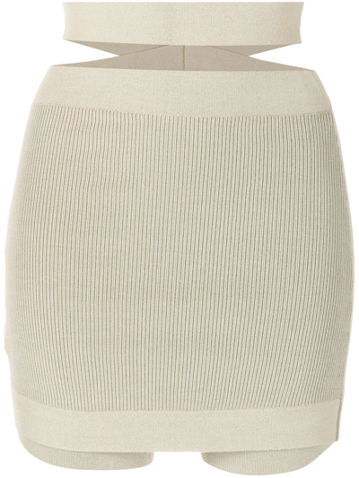 Dion Lee Ribbed Cross Strap Skirt In Neutrals