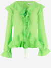 Rokh Green Polyester Blouse In Neon Green