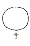 EYE CANDY LOS ANGELES CROSS AND SKULL PENDANT NECKLACE
