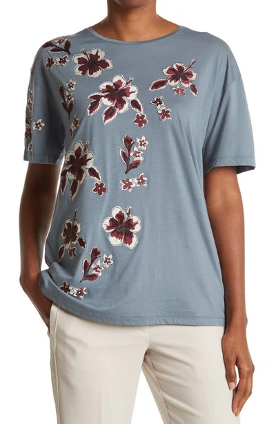 Valentino Floral T-shirt In Grey
