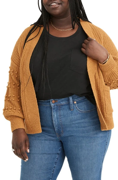 Madewell Bobble Cardigan Sweater In Antique Gold