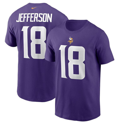 Nike Men's  Justin Jefferson Purple Minnesota Vikings Classic Player Name And Number T-shirt In Purple/purple