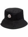 Moncler Black Logo Bucket Hat In Black