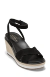 Cole Haan Cloudfeel Leather Espadrille Wedge Sandals In Black