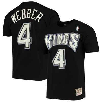 Mitchell & Ness Men's  Chris Webber Black Sacramento Kings Hardwood Classics Name And Number Team T-s