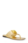 Valentino One Stud Leather Sandal In Antique Brass