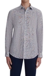 Bugatchi Classic Fit Mosaic Stretch Cotton Button-up Shirt In Cobalt