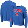 PRO STANDARD PRO STANDARD ROYAL CHICAGO CUBS STACKED LOGO PULLOVER SWEATSHIRT