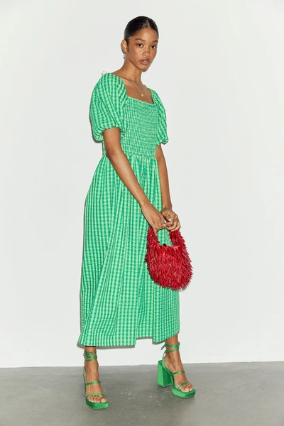 knee length dresses for ladies No Limits Green Smocked Midi Dress – Shop the Mint main image 0