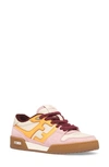 Fendi Ff Mixed Leather Low-top Sneakers In Orange Pink Multi