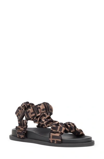 Fendi Ruched Logo Hiking Sporty Sandals In Brown