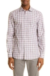 Zegna Centoquaranta Check Twill Button-up Shirt In Dk Pnk Ck