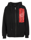 VISION OF SUPER UNISEX BLACK HOODIE WITH LOGO STRIPE IN RED LATEX