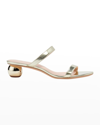 Kate Spade Palm Springs Metallic Ball-heel Sandals In Pale Gold