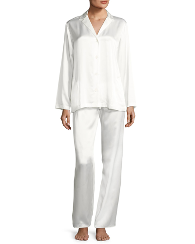 La Perla Loose-fit Long-sleeved Silk-satin Pyjamas In Ecru