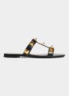 Valentino Womens Leather Studded T-strap Sandals In Black