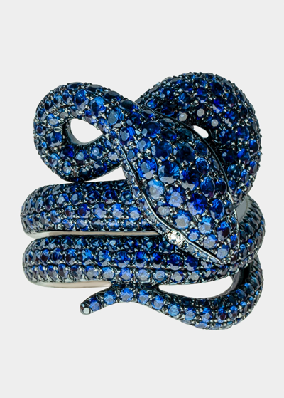 Stéfère White Gold Blue Sapphire Ring From Snake Collection