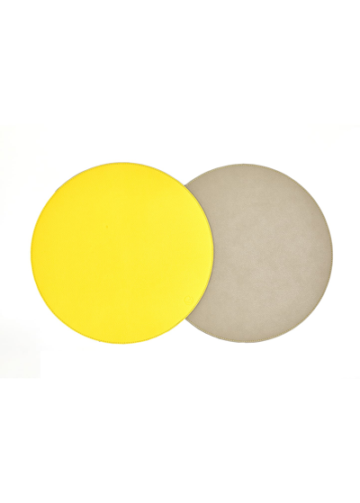Von Gern Home Faux Textured Leather Round Reversible Placemat In Multi