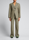 Andersson Bell Celina Cutout Tie-detailed Checked Wool-blend Blazer In Green Check