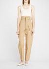 Max Mara Canossa Belted Paperbag-waist Cargo Pants In Caramel