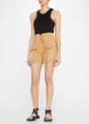 Jonathan Simkhai Standard Sierra Belted Twill Utility Short In Tan