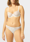 Simone Perele Reflet Embroidered Tulle Tanga In White