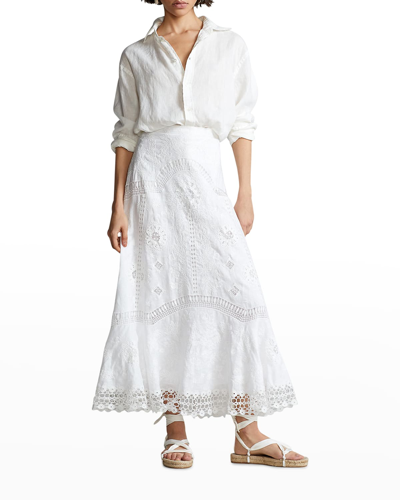 [Ralph Lauren]★Battenberg-Lace Linen Midi Skirt★White 22350014_52743555_1000.jpg