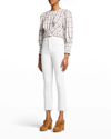 Veronica Beard Carly Kick Flare Jeans With Raw Hem In White