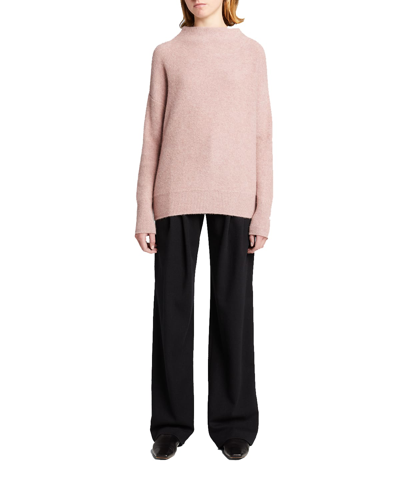 Vince Boiled Cashmere Funnel-neck Pullover In Pink Shell