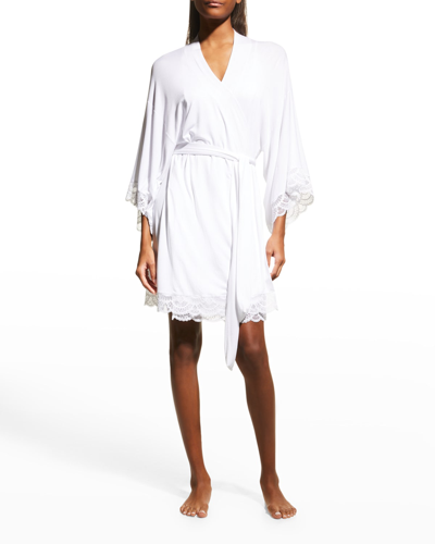 Eberjey Marry Me Mademoiselle Stretch-modal And Lace Robe In White