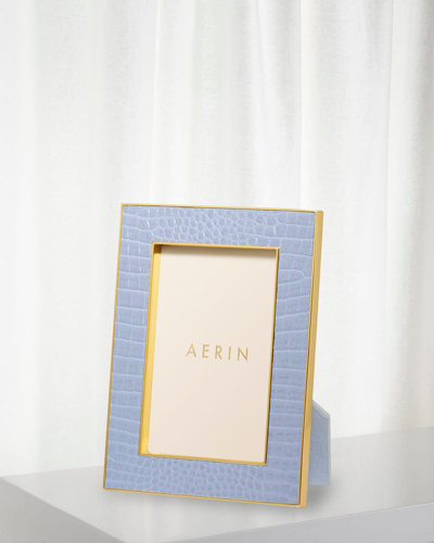 Aerin Classic Croc Leather Frame, 4" X 6" In Blue