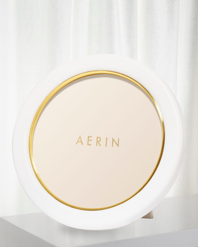 Aerin Piero Leather Round Photo Frame In White