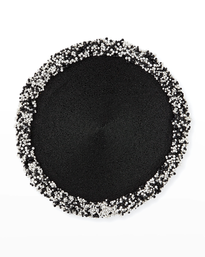 Nomi K Black Hand Beaded Round Placemat