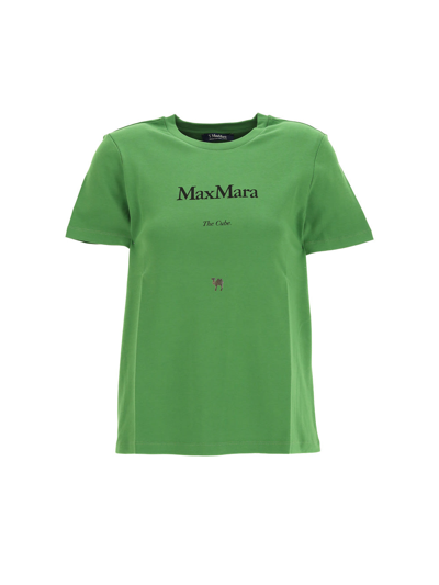 S Max Mara T-shirt In Cotton With Print In Green