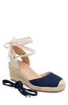 Journee Collection Monte Espadrille Ankle Strap Wedge Sandal In Blue