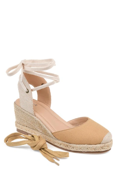 Journee Collection Monte Espadrille Ankle Strap Wedge Sandal In Beige